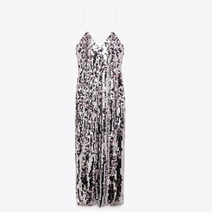 NWT ZARA strap sequin midi dress